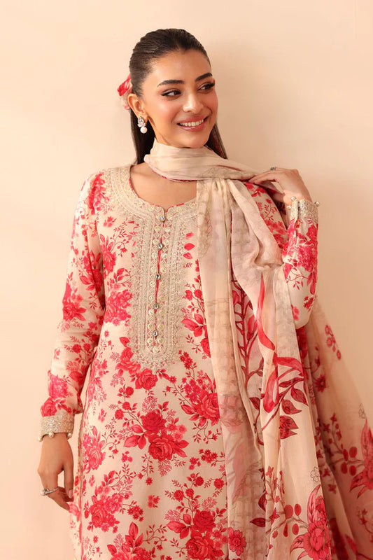 Maria B M Prints Embroidered 3Pcs Suit | DW-PF25-63-Pink